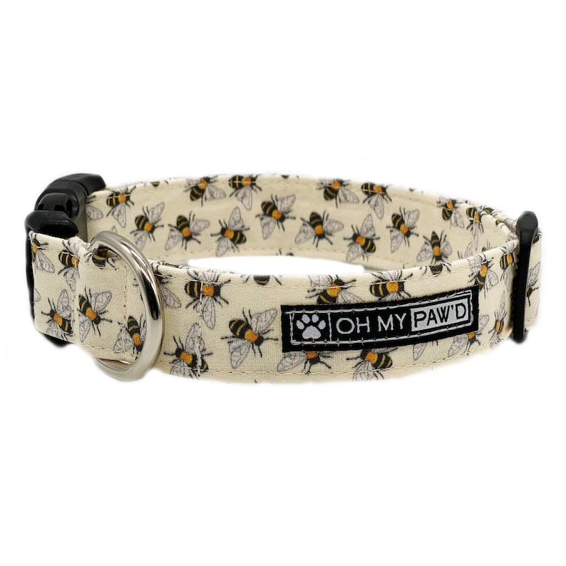 Bumble Bee Dog Collar, Designer Dog Collar Wide, Trendy Dog Collars for Spring, Unique Dog Collar Girl, Bee Puppy Collar, Dog Gift USA 