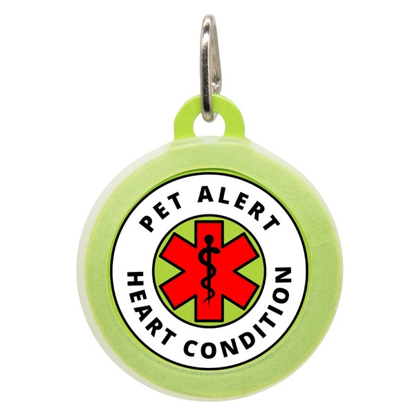 Heart Condition Medical Alert Tag, In Case Of Emergency Medical ID, Cat Name Tag for Pet, Custom Dog Tag Personalized, Silent Dog Tag