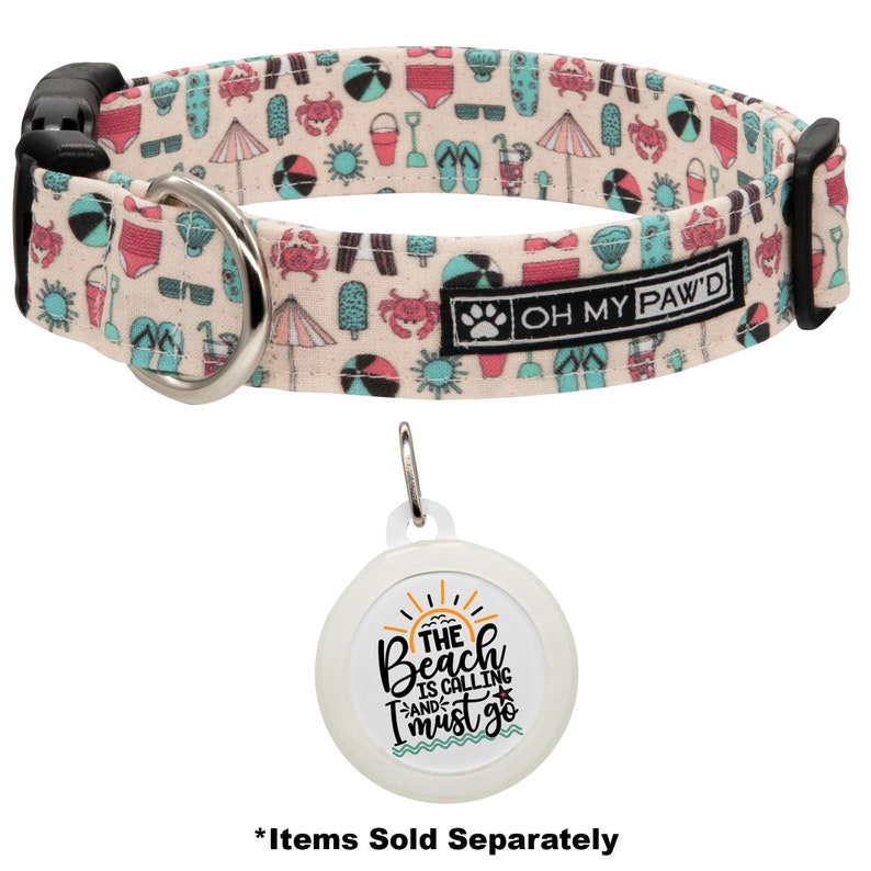 Beach Dog Collar Girl Pink Dog Collar Beach Theme Beachy Dog Etsy