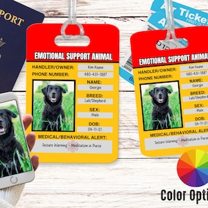 Custom Emotional Support Animal ID Tag for Dogs and Cats – Personalized ESA Pet Identification Card with Photo, Info & Medical Alert