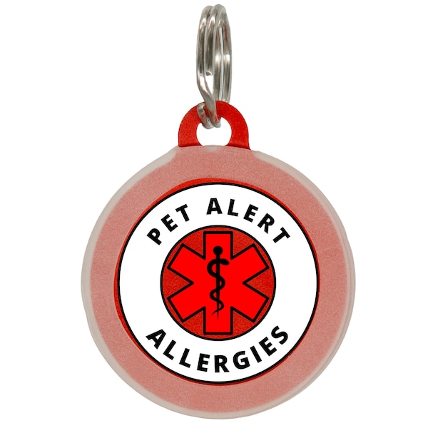 Allergy Medical Alert Tag for Pet, Allergy Emergency Cat Name Tag, Custom Dog Tag, Soundless Tag, Cat Tag Silent, Pet Info, Pet Name Tag,