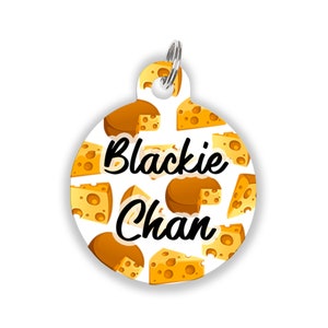 Personalized Funny Cheese Pet ID Tag for Cats & Dogs, Cute Custom Name Tag for Kittens and Puppies, Pet Name Tag with Cheese Design