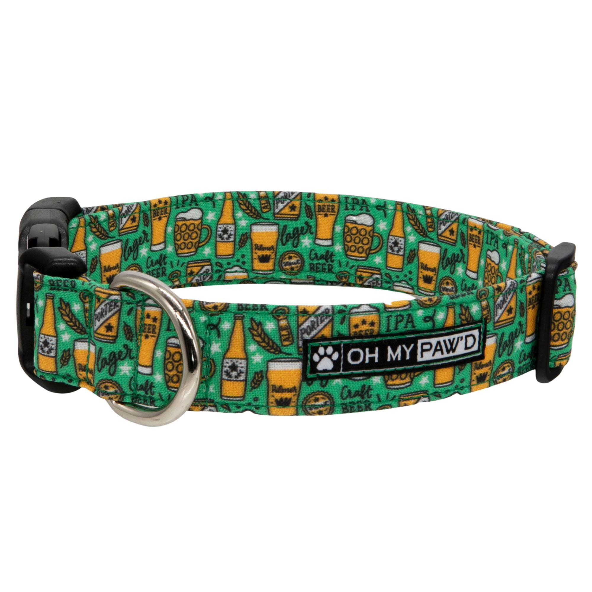 Beer Dog Collar Green Male Dog Collar Beer Print Funny Dog 