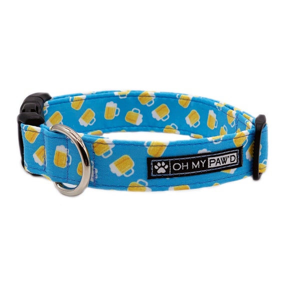 Beer Dog Collar Blue Male Dog Collar Beer Print Funny Dog Etsy