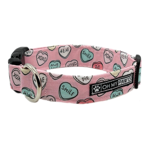 Be My Valentine Pink Hearts Dog Collar