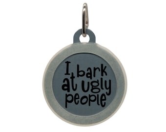 Bark at Ugly People Silent Pet Name Tag, Microchip Pet Tag, Puppy Dog Tags, ID Tag for Dogs, Silicone Dog Tag, Engraved Dog Tag