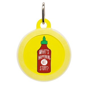 Funny Hot Sauce Pet ID Tag for Dogs & Cats - Cinco De Mayo or Valentine’s Day Personalized Name Tag for Puppies and Kittens - Cute Pet Tag