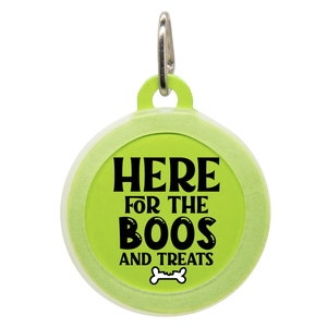 Funny Halloween Dog ID Tag, Custom Engraved Pet Tag, Cute Ghost Dog Tag, Personalized Puppy Name Tag, Trick or Treat Dog Collar Tag
