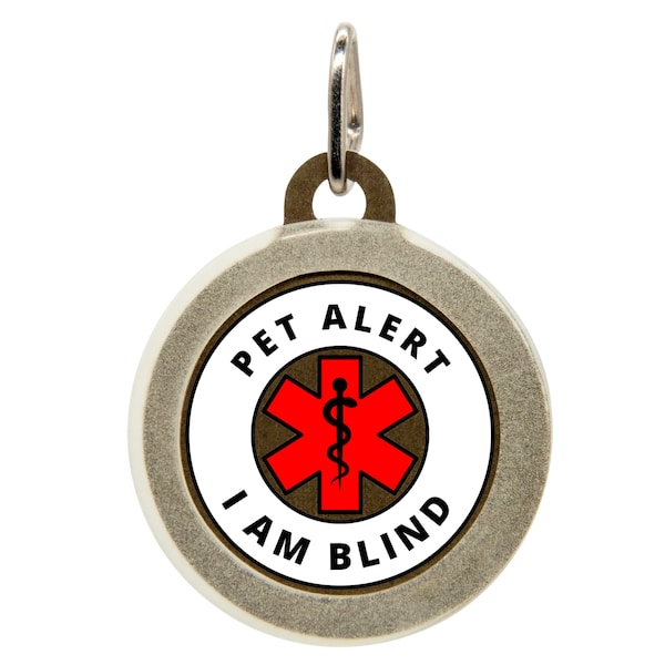 Blind Medical Alert Tag, Sight Impaired Dog Special Needs Tag, Blind Dog Tag, Cat Name Tag, Silent Dog Tag, Engraved Dog Tag, Cat ID