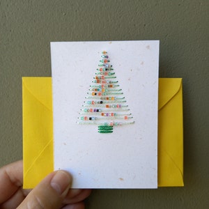 Cartão de Natal bordado | Cartão de Natal | Bordado feito à mão | Árvore de Natal | Cartão bordado à mão