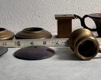 Lot of 7 different cast brass Vintage lamp parts 3# 10 oz.