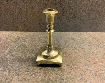 Vintage small polished solid brass candlestick 3 1/2” tall