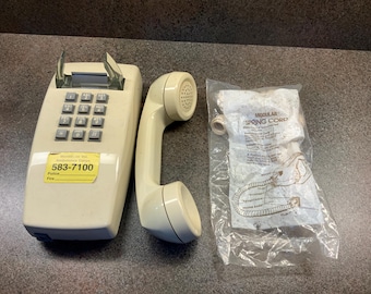 Vintage wall  telephone phone handset in Beige push button