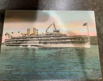 Vintage Large Hendrick Hudson Hudson River Day Liner Postcard 1937