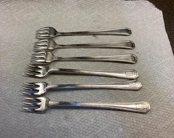 6 Tenedores Vintage para Cóctel de Camarones Plateados