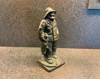 Vintage 1940’s Old Salty Sailor Bookend or Door Stop Bronze Finish