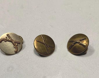 Vintage Korean War Era Collar Pins, Set of 3