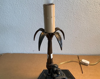 Vintage Monkeys on lamp Base 12” tall in Antique Brass Finish