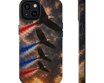 Skal med amerikansk flagga och skallig örn för iPhone 11 12 13 14 15 16 Pro Max | Skal med patriotisk örn och amerikansk flagga, rött och vitt, blått