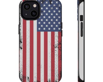Amerikansk flagga iPhone-skal | USA patriotiska fodral iPhone 11-16 | Robust rött vitt blått telefonskal | Tillverkad i USA-present