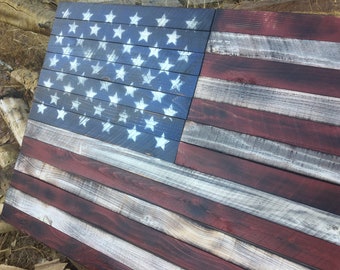 American Flag Wood Sign Farmhouse Wall Decor Oversized Wall Art Custom Americana Decor Wooden Wall Art Country Decor Housewarming Gift