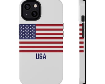 USA Amerikansk Flagga iPhoneskal 11 12 13 14 15 16 Pro Max Plus Patriotiskt Vitt Telefonskal USA Flagga Tufft Skal