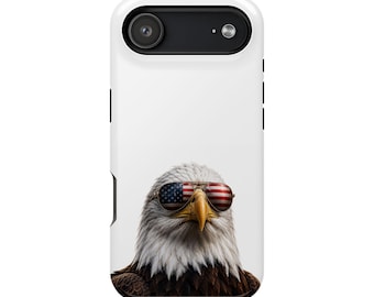 Patriotiskt skal med skallig örn för iPhone 17 Pro | Skal med amerikansk flagga, pilotsolglasögon och örn | Passar iPhone 17 Pro, Plus och Pro Max