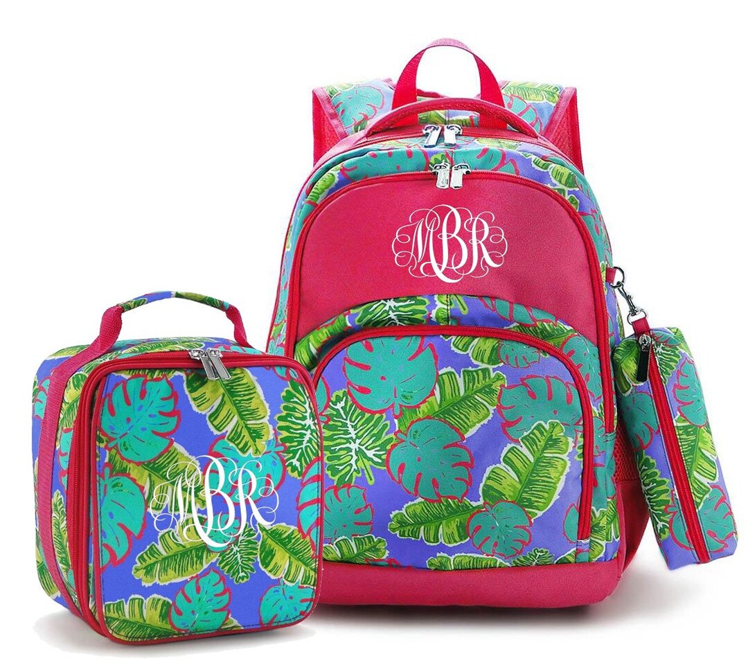 COMFORT BACKPACK With Pencil Case & Lunch Bag - Tropical Leaves Ultra ...