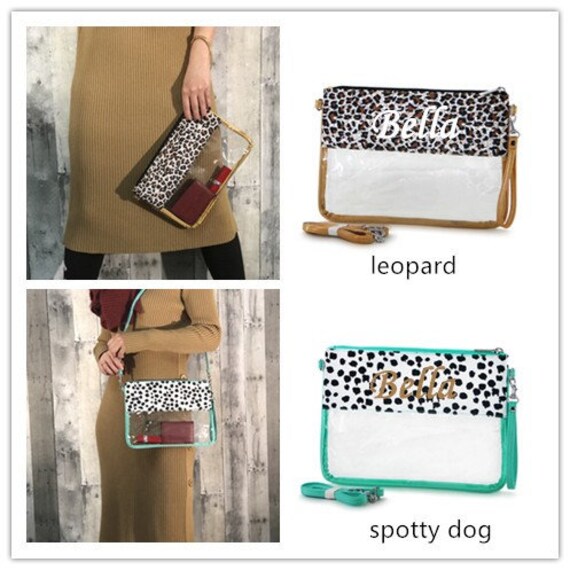 clear leopard purse