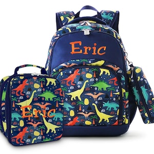 COMFORT BACKPACK with Pencil Case & Lunch box- Jurassic Park NAVY Ultra-lightweight Waterproof for Boys