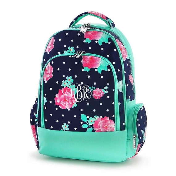 Monogram Backpack Lunch Box Pencil Case Hotpink Dots Poka  display picture 2