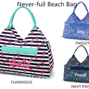 Never-full Beach bag - Tote Large Waterproof with Zippered Pocket for Weekend Vacation 22.8&quot;L x 8.3&quot;W x 17.1&quot;H