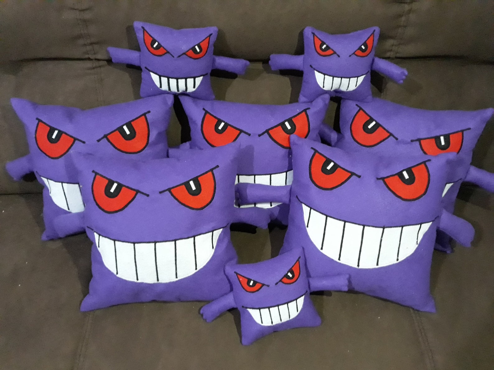 Handmade Pokemon Gengar Pillow, Fantasy Plush Eco Friendly, Ready to