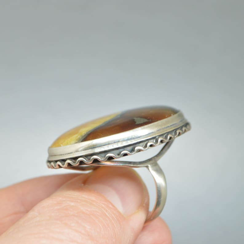Fossil Ammonite ring Rare Pyritized Ammonite shell Simbircite Yin Yang crystalsilver ringAnxiety reliefhealing women Calming Care