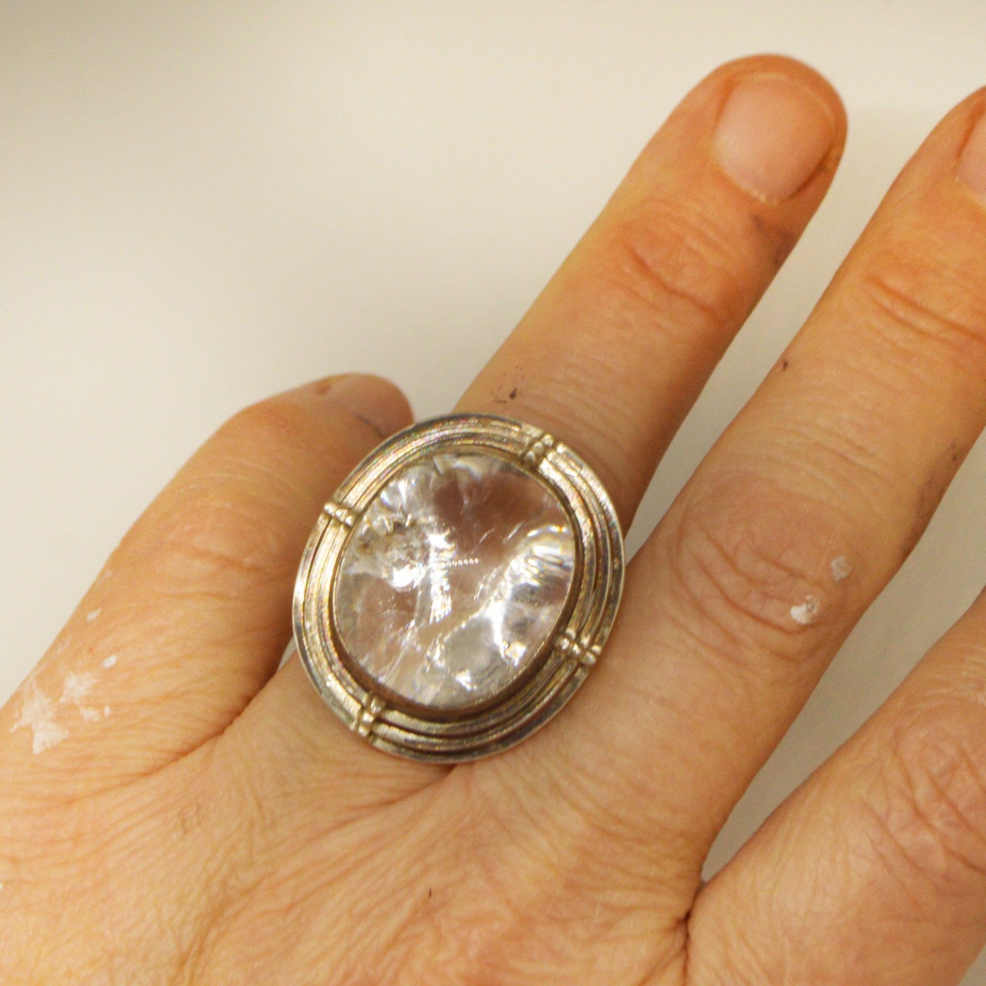 Clear Quartz Crystal Silver Ring 10 Rare faceted large hand Etsy