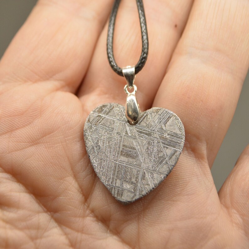 Engagement gift Set of 2 Meteorite heart pendant for him and for her engagement set gifts pendantiron meteoriteanniversary giftpromice