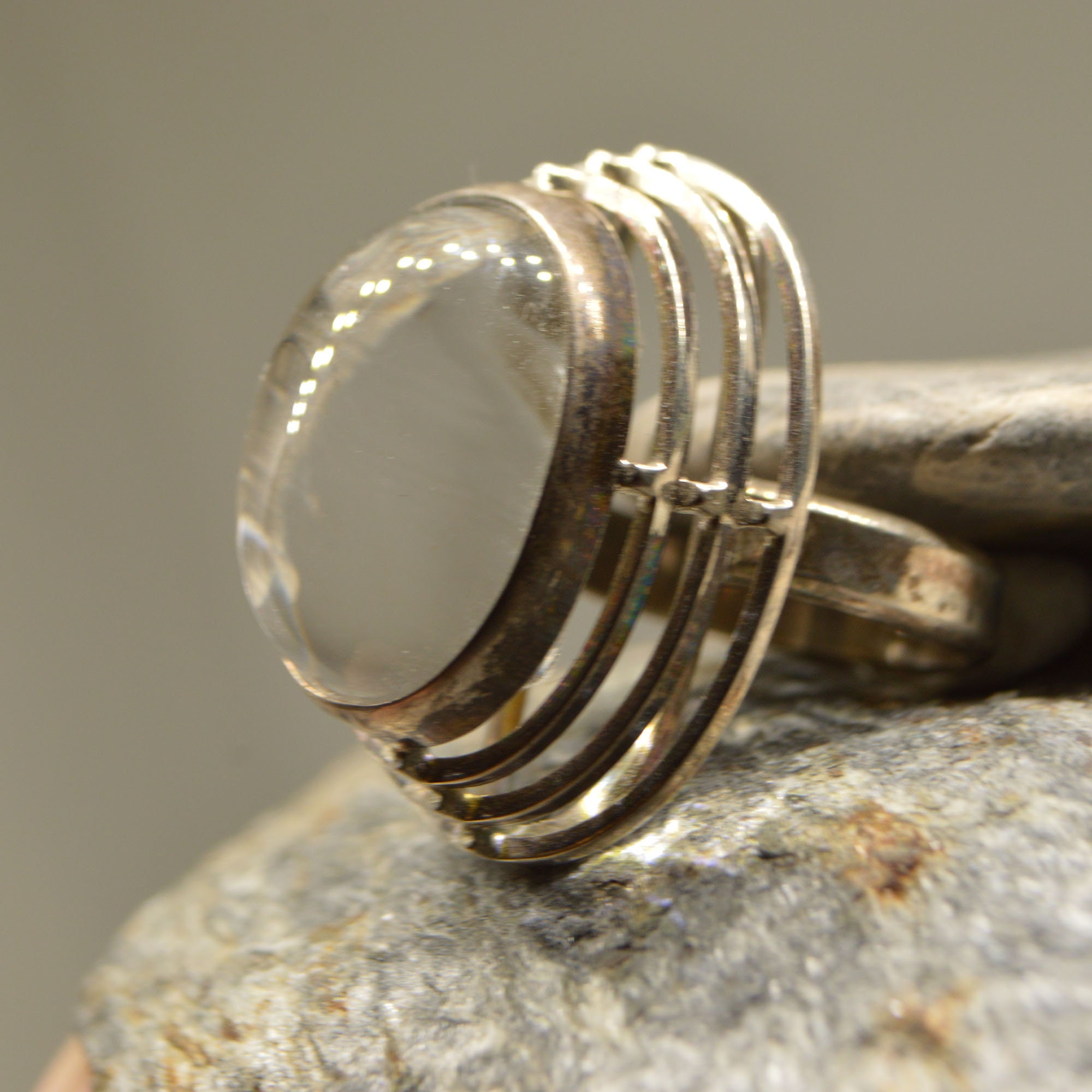 Clear Quartz Crystal Silver Ring 10 Rare faceted large hand Etsy