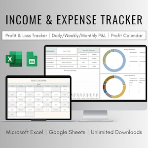 Income and Expense Tracker Spreadsheet Template for Excel and Google ...