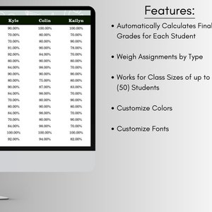 Gradebook Spreadsheet Template for Excel & Google Sheets , Grade ...