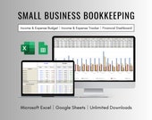 Small Business Accounting and Bookkeeping Spreadsheet for Excel and Google Sheets, Business Income and Expense Tracker, 1099 Bookkeeping