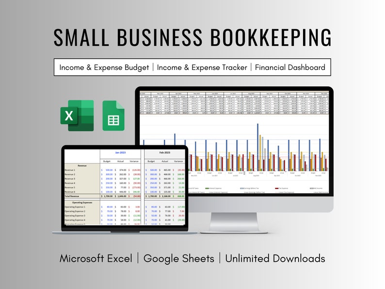 Small Business Accounting and Bookkeeping Spreadsheet for Excel and ...