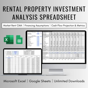 Rental Property Investment Analysis Spreadsheet , Real Estate Investment Spreadsheet , Investment Property Financial Analysis Spreadsheet