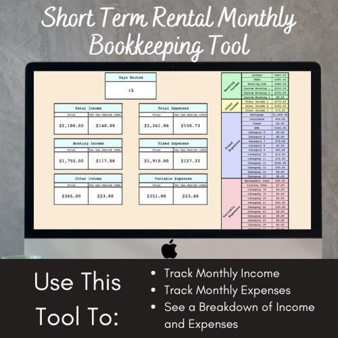 Airbnb Short Term Rental Bookkeeping Tool Etsy