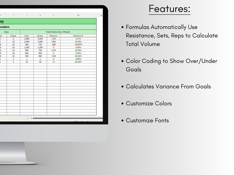 Spreadsheet Reps Weekly Workout Planner Spreadsheet for Excel and Google Sheets ...