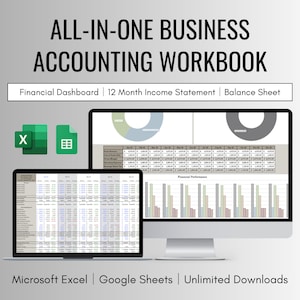 All-in-One Business Accounting Spreadsheet for Excel and Google Sheets | Balance Sheet, Profit and Loss, Cash Flow, and Bookkeeping Template