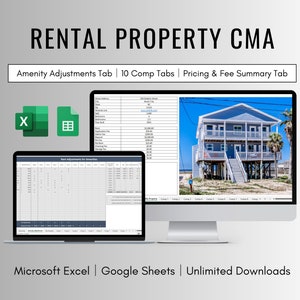 Excel および Google スプレッドシート用の賃貸物件の競合価格分析スプレッドシート、Airbnb の価格設定スプレッドシート、賃貸価格計算ツール