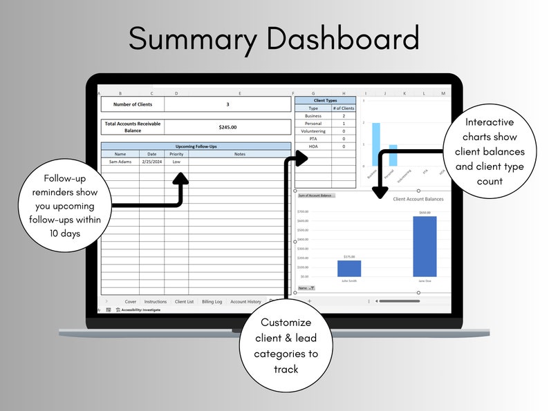 Client Quicksheet Client and Customer Management Spreadsheet Template for Excel and ...
