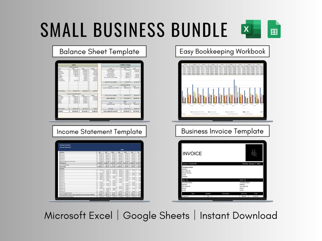 Small Business Spreadsheet Template Bundle for Excel and Google Sheets ...