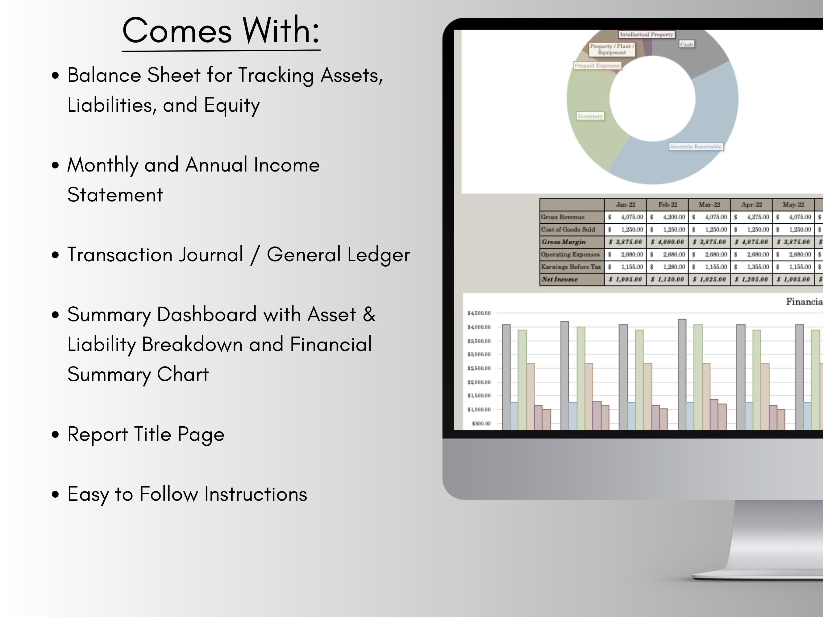 All in One Business Accounting Spreadsheet for Excel & Google Sheets ...