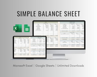 Simple Balance Sheet Spreadsheet Template , Basic Balance Sheet , Easy Balance Sheet , Assets and Liabilities , Small Business Balance Sheet